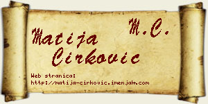 Matija Ćirković vizit kartica